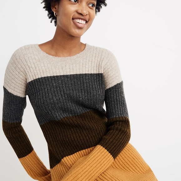 NWT Madewell Colorblock Midi Sweater Dress in Coziest Yarn, Small - Picture 3 of 8